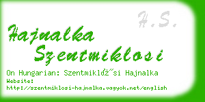 hajnalka szentmiklosi business card